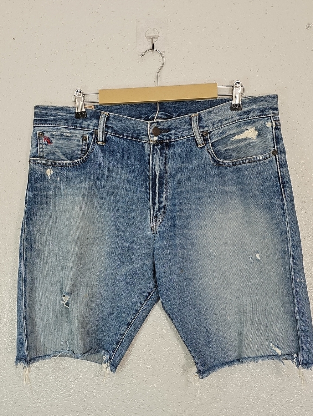 Polo Ralph Lauren Distressed Denim Cutoff Shorts - Light Blue.
